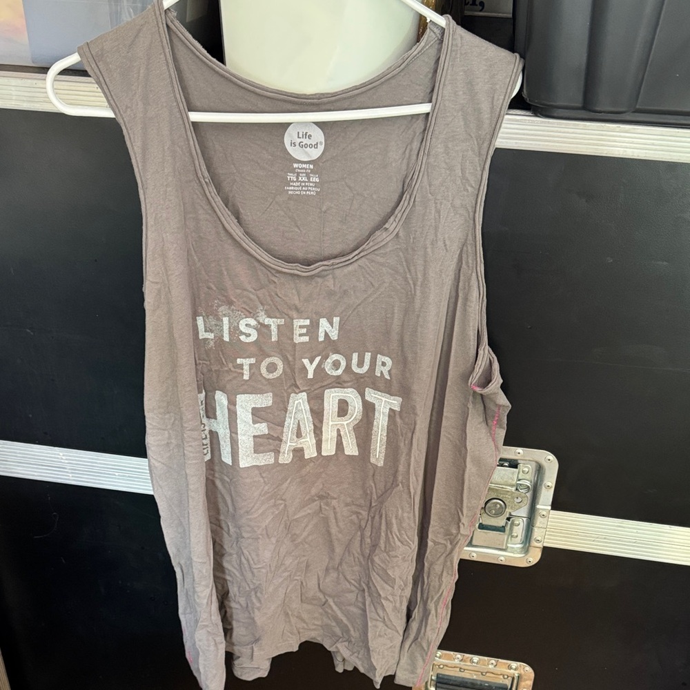 Life Is Good Gray Sleeveless Tank Top